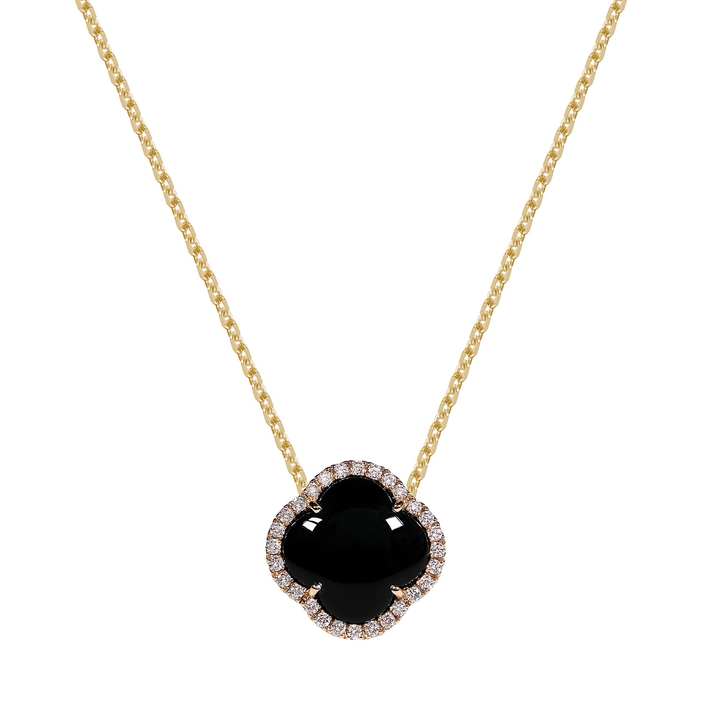 Diamond chain, cross pendant, 18K yellow gold, Onyx stone
