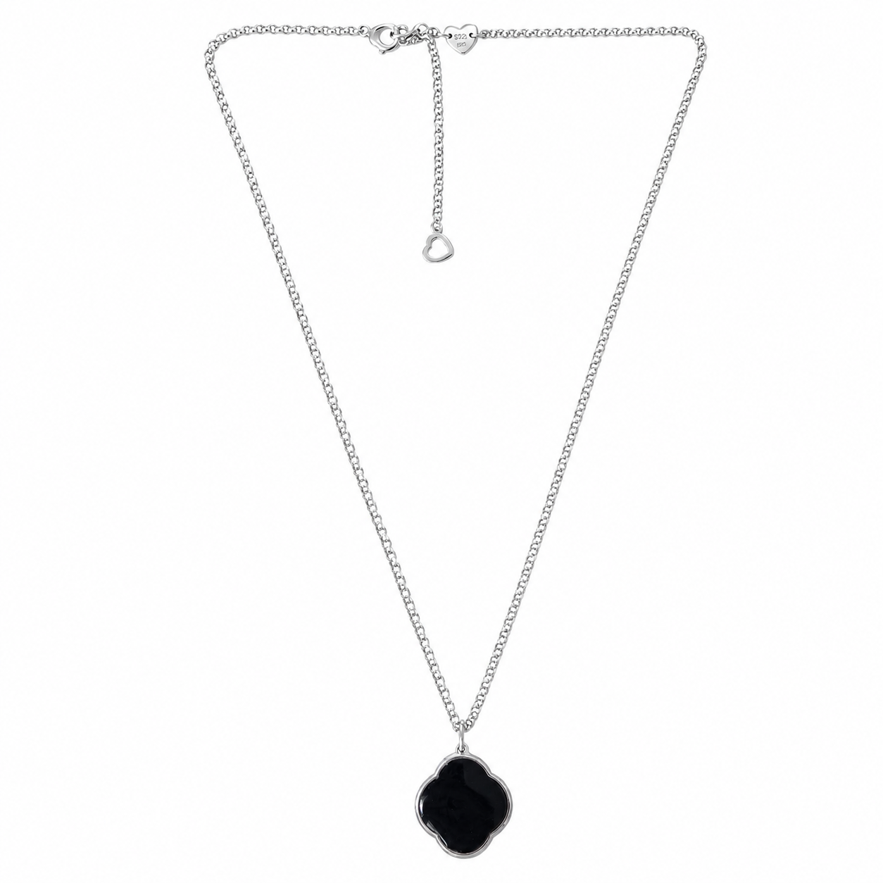 Silver necklace with cross pendant , Onix stone